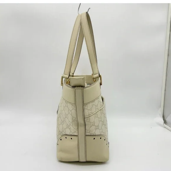 Authentic GUCCI Guccissima Leather Horsebit Off White Shoulder Bag - Picture 6 of 17